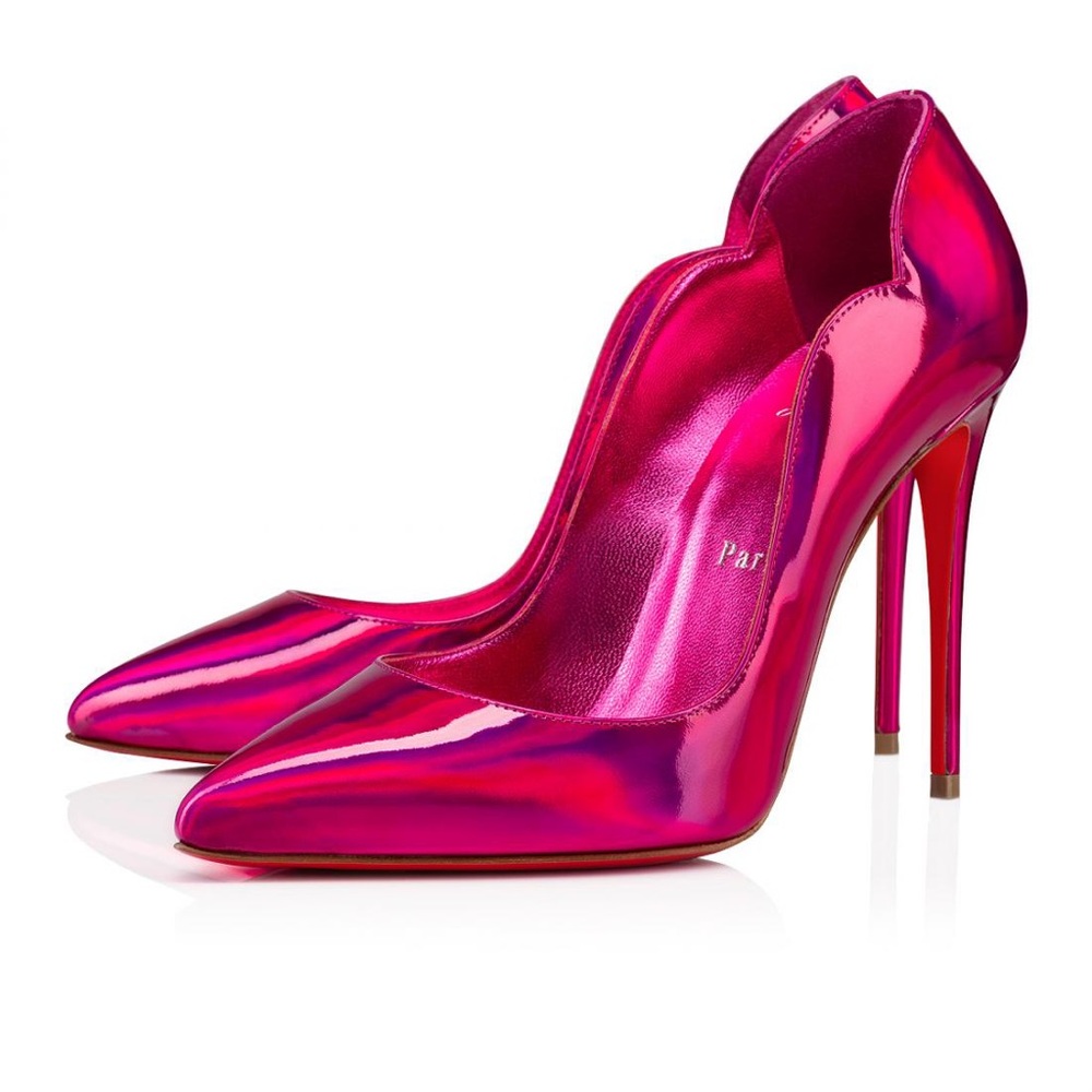 Christian Louboutin Metallic Fuchsia Pointed-Toe Stiletto Heels